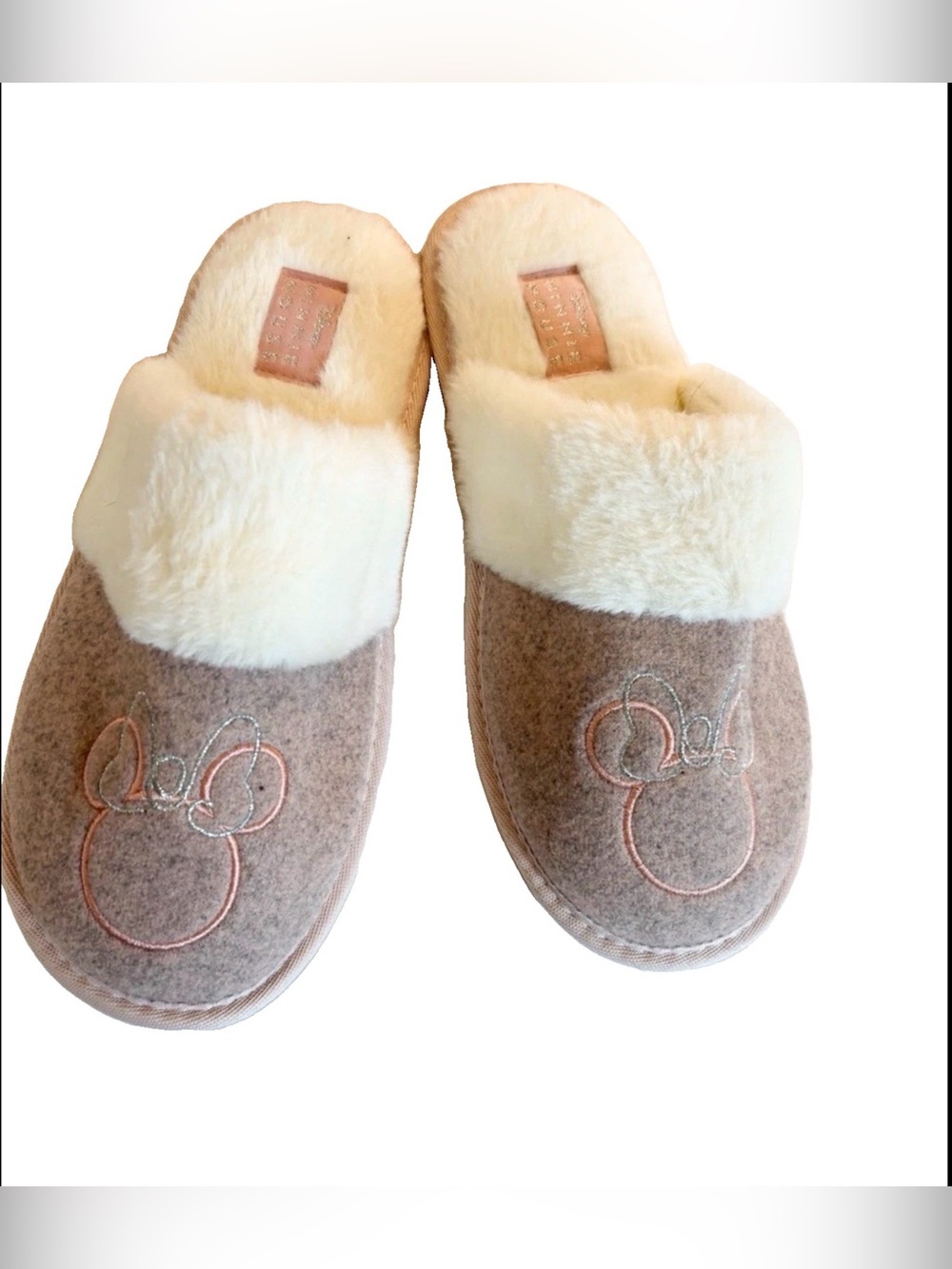 Disney Plush Slip-On Slippers in Blush Pink and Cream
